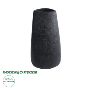 GloboStar® Artificial Garden CHLOE 20709 Επιδαπέδιο Πολυεστερικό Τσιμεντένιο Κασπώ Γλάστρα - Flower Pot Μαύρο Μ45 x Π49 x Υ90cm