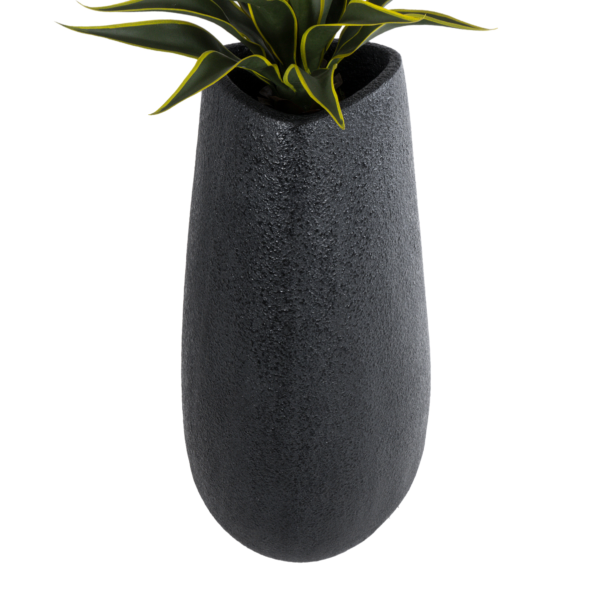 GloboStar® Artificial Garden CHLOE 20709 Επιδαπέδιο Πολυεστερικό Τσιμεντένιο Κασπώ Γλάστρα - Flower Pot Μαύρο Μ45 x Π49 x Υ90cm - Image 4