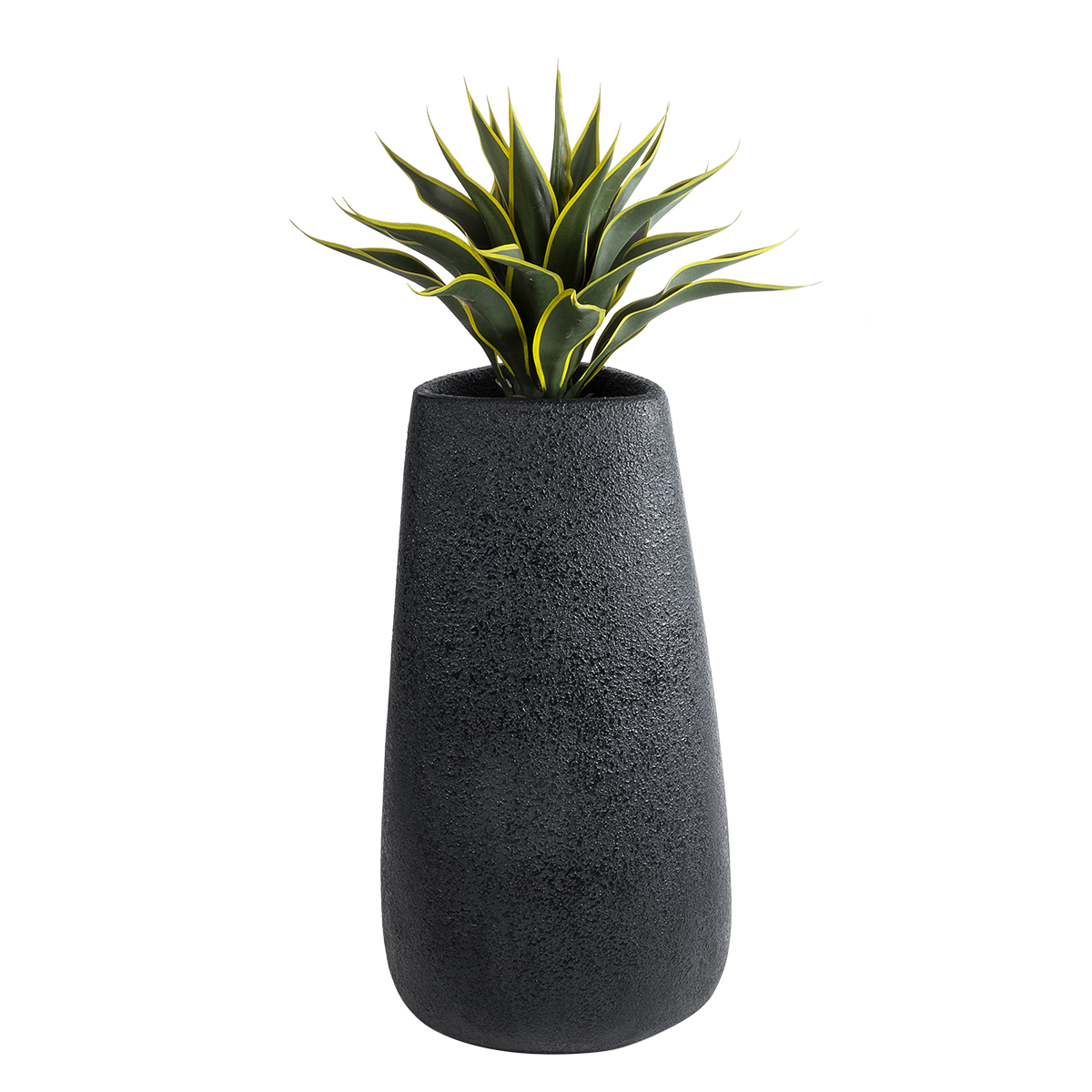 GloboStar® Artificial Garden CHLOE 20709 Επιδαπέδιο Πολυεστερικό Τσιμεντένιο Κασπώ Γλάστρα - Flower Pot Μαύρο Μ45 x Π49 x Υ90cm - Image 6