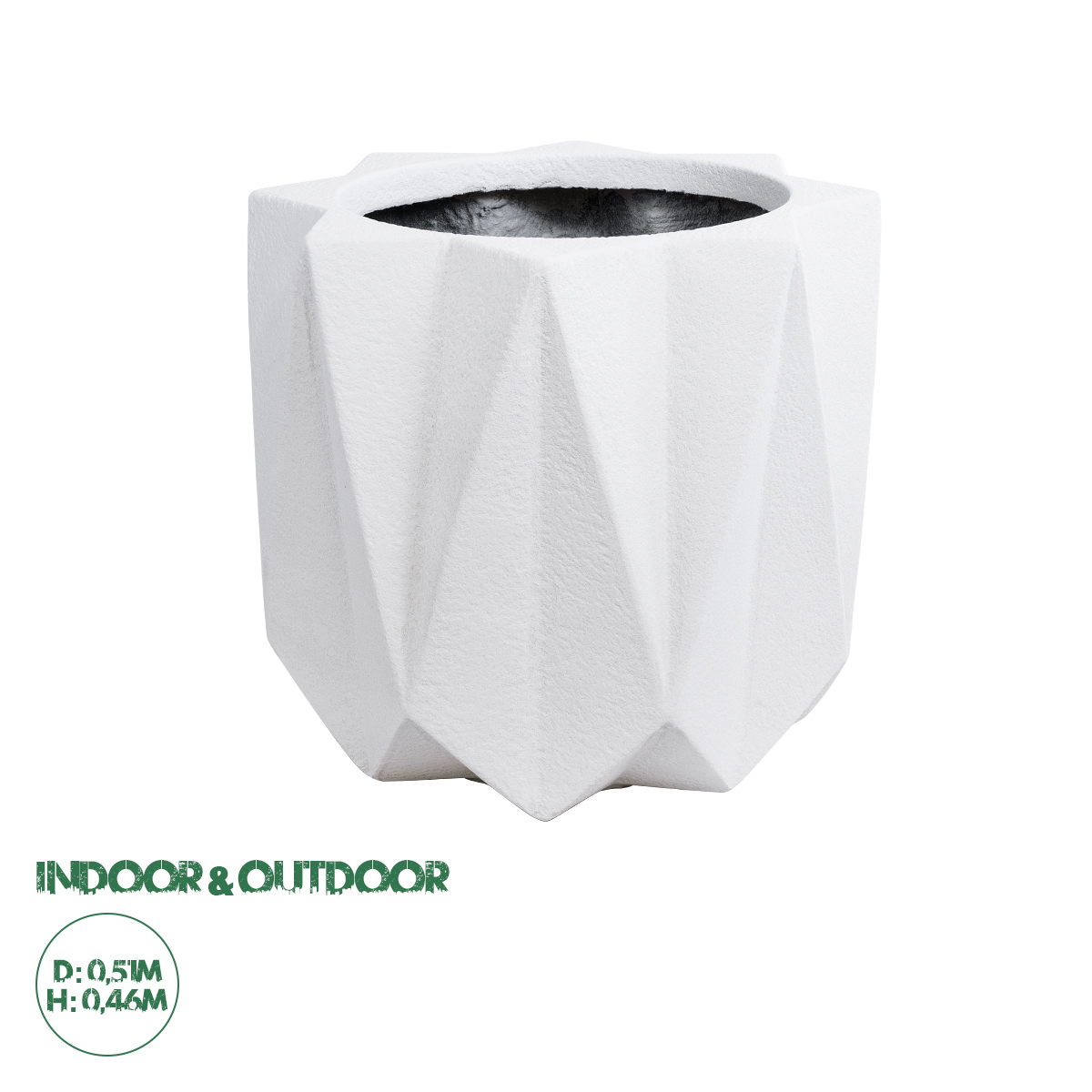 GloboStar® Artificial Garden PADOVA 20741 Επιδαπέδιο Πολυεστερικό Τσιμεντένιο Κασπώ Γλάστρα - Flower Pot Λευκό Φ51 x Υ46cm