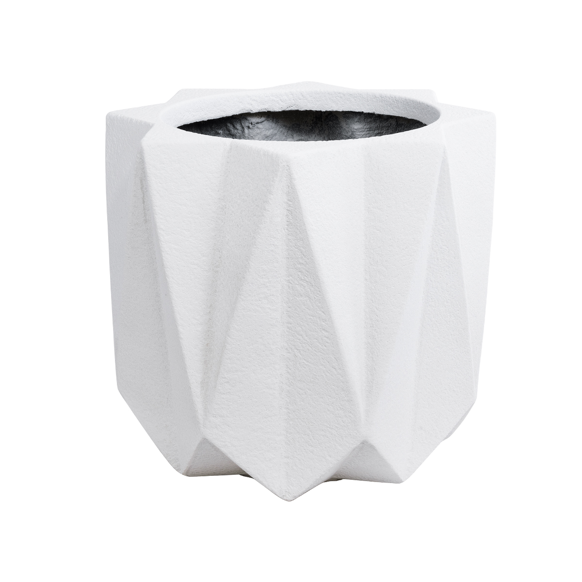 GloboStar® Artificial Garden PADOVA 20741 Επιδαπέδιο Πολυεστερικό Τσιμεντένιο Κασπώ Γλάστρα - Flower Pot Λευκό Φ51 x Υ46cm - Image 2
