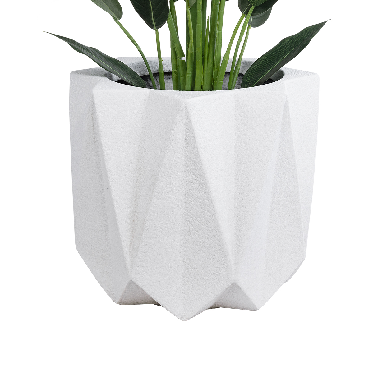 GloboStar® Artificial Garden PADOVA 20741 Επιδαπέδιο Πολυεστερικό Τσιμεντένιο Κασπώ Γλάστρα - Flower Pot Λευκό Φ51 x Υ46cm - Image 3