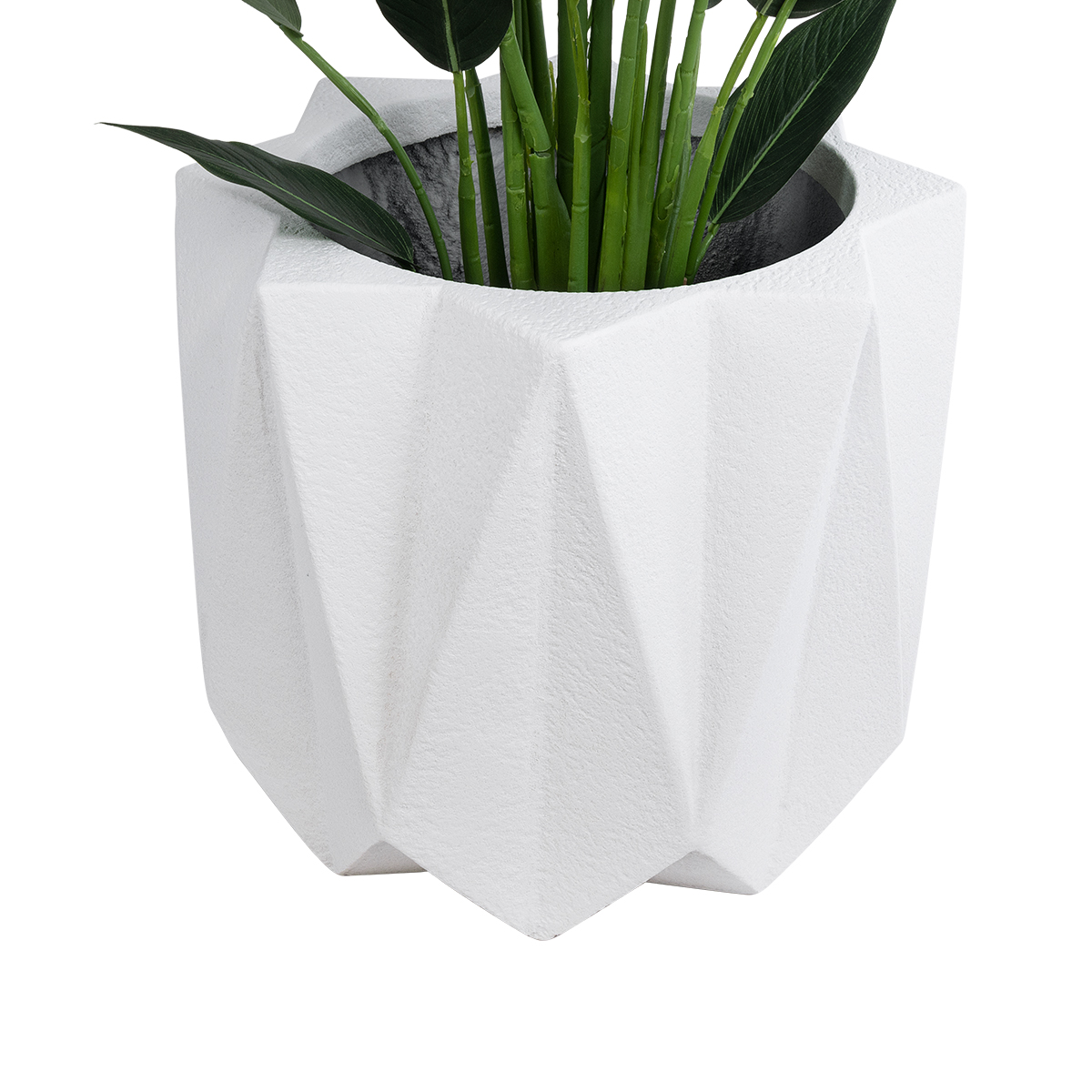 GloboStar® Artificial Garden PADOVA 20741 Επιδαπέδιο Πολυεστερικό Τσιμεντένιο Κασπώ Γλάστρα - Flower Pot Λευκό Φ51 x Υ46cm - Image 4