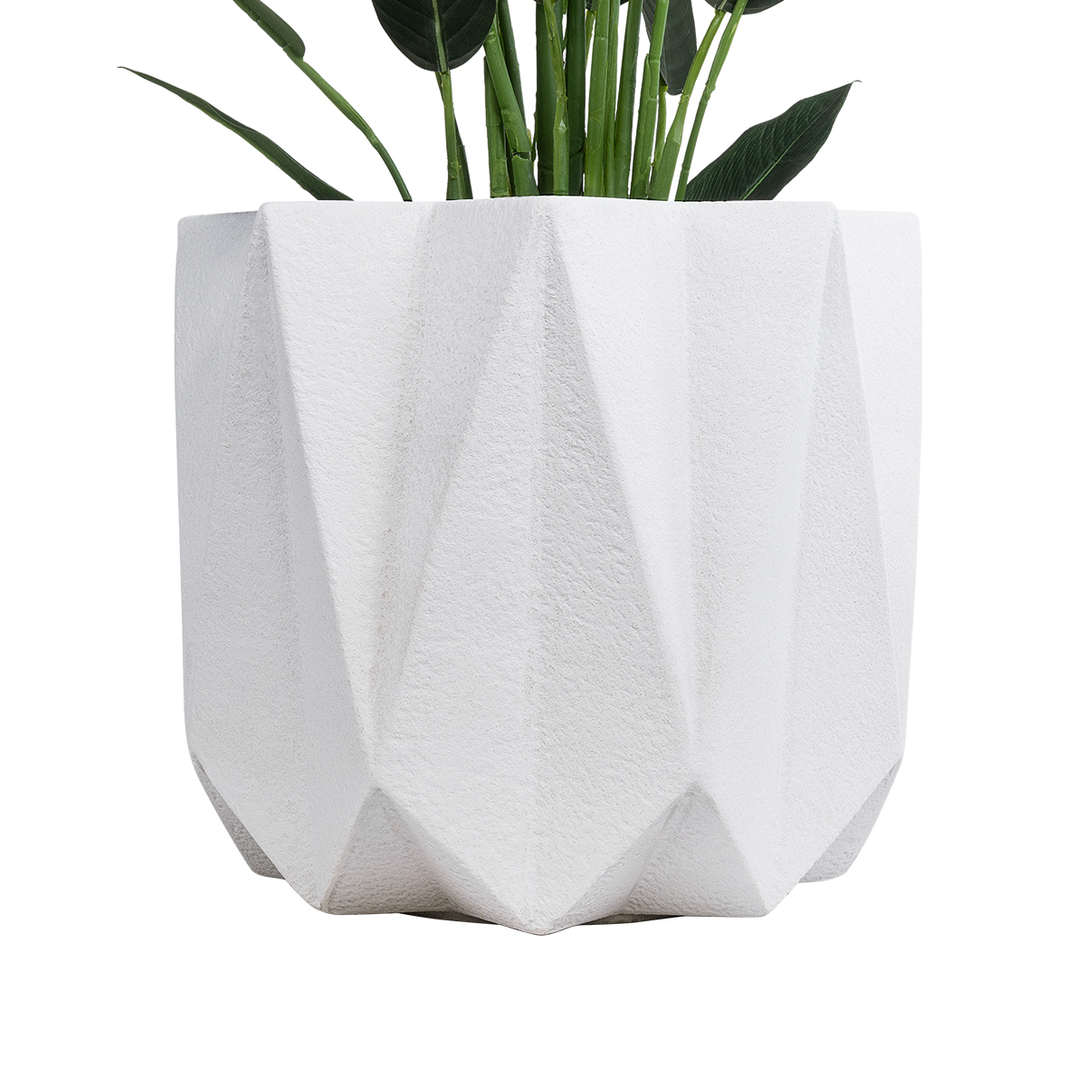 GloboStar® Artificial Garden PADOVA 20741 Επιδαπέδιο Πολυεστερικό Τσιμεντένιο Κασπώ Γλάστρα - Flower Pot Λευκό Φ51 x Υ46cm - Image 5