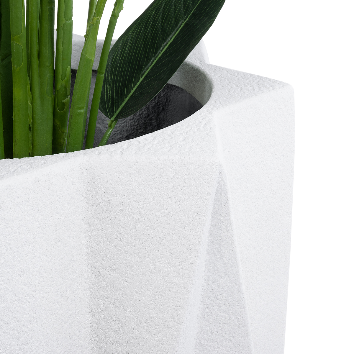 GloboStar® Artificial Garden PADOVA 20741 Επιδαπέδιο Πολυεστερικό Τσιμεντένιο Κασπώ Γλάστρα - Flower Pot Λευκό Φ51 x Υ46cm - Image 7