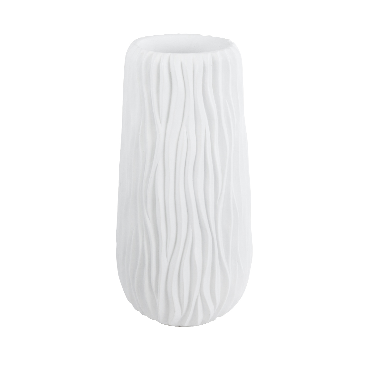 GloboStar® Artificial Garden ORIENTE 20768 Επιδαπέδιο Πολυεστερικό Τσιμεντένιο Κασπώ Γλάστρα - Flower Pot Λευκό Φ35 x Υ65cm - Image 2