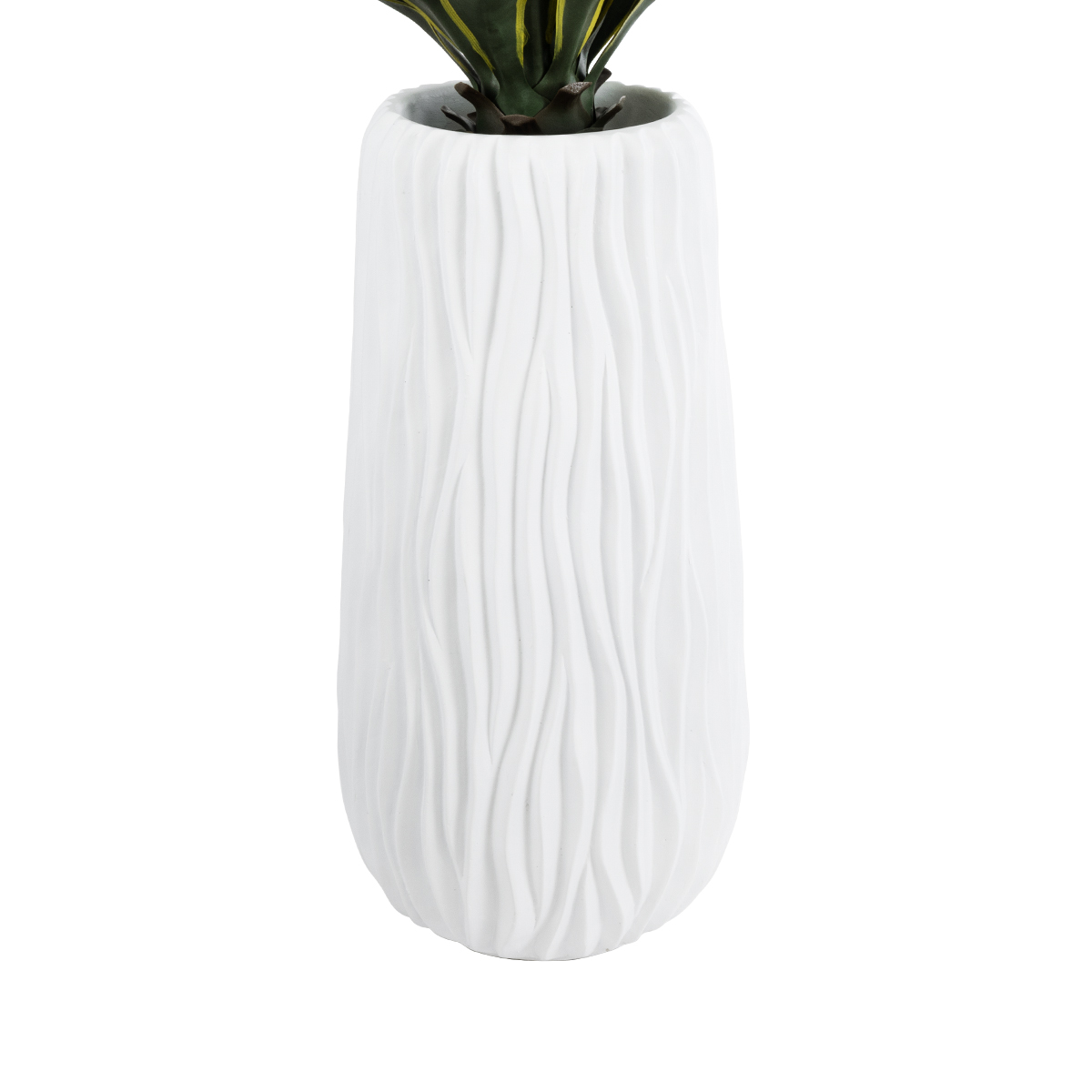 GloboStar® Artificial Garden ORIENTE 20768 Επιδαπέδιο Πολυεστερικό Τσιμεντένιο Κασπώ Γλάστρα - Flower Pot Λευκό Φ35 x Υ65cm - Image 3