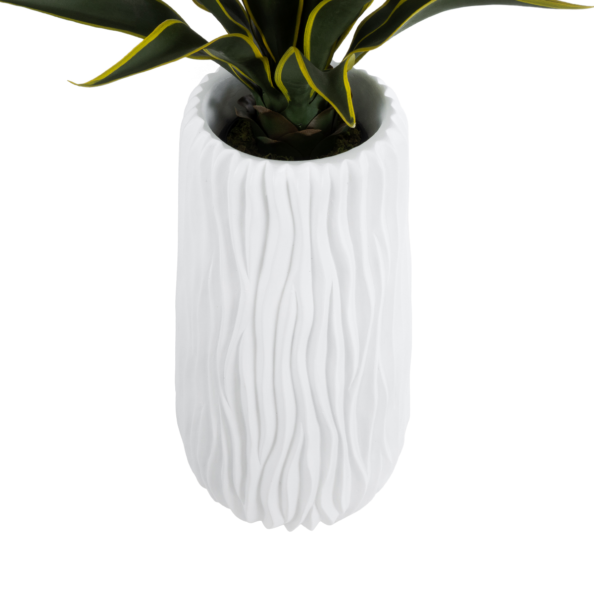 GloboStar® Artificial Garden ORIENTE 20768 Επιδαπέδιο Πολυεστερικό Τσιμεντένιο Κασπώ Γλάστρα - Flower Pot Λευκό Φ35 x Υ65cm - Image 4