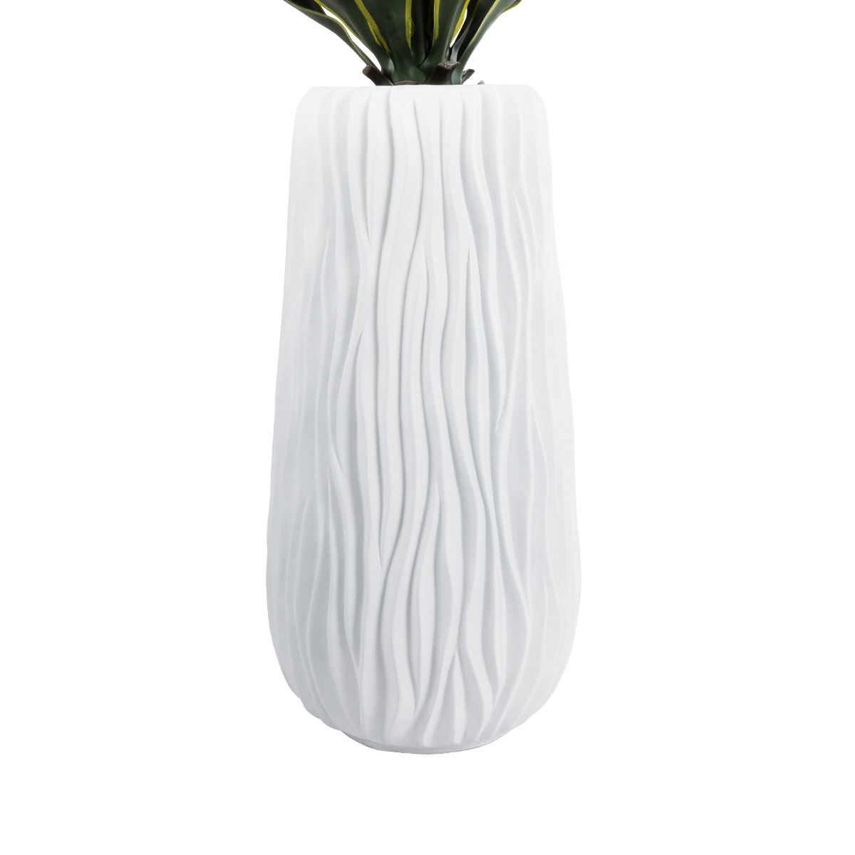 GloboStar® Artificial Garden ORIENTE 20768 Επιδαπέδιο Πολυεστερικό Τσιμεντένιο Κασπώ Γλάστρα - Flower Pot Λευκό Φ35 x Υ65cm - Image 5