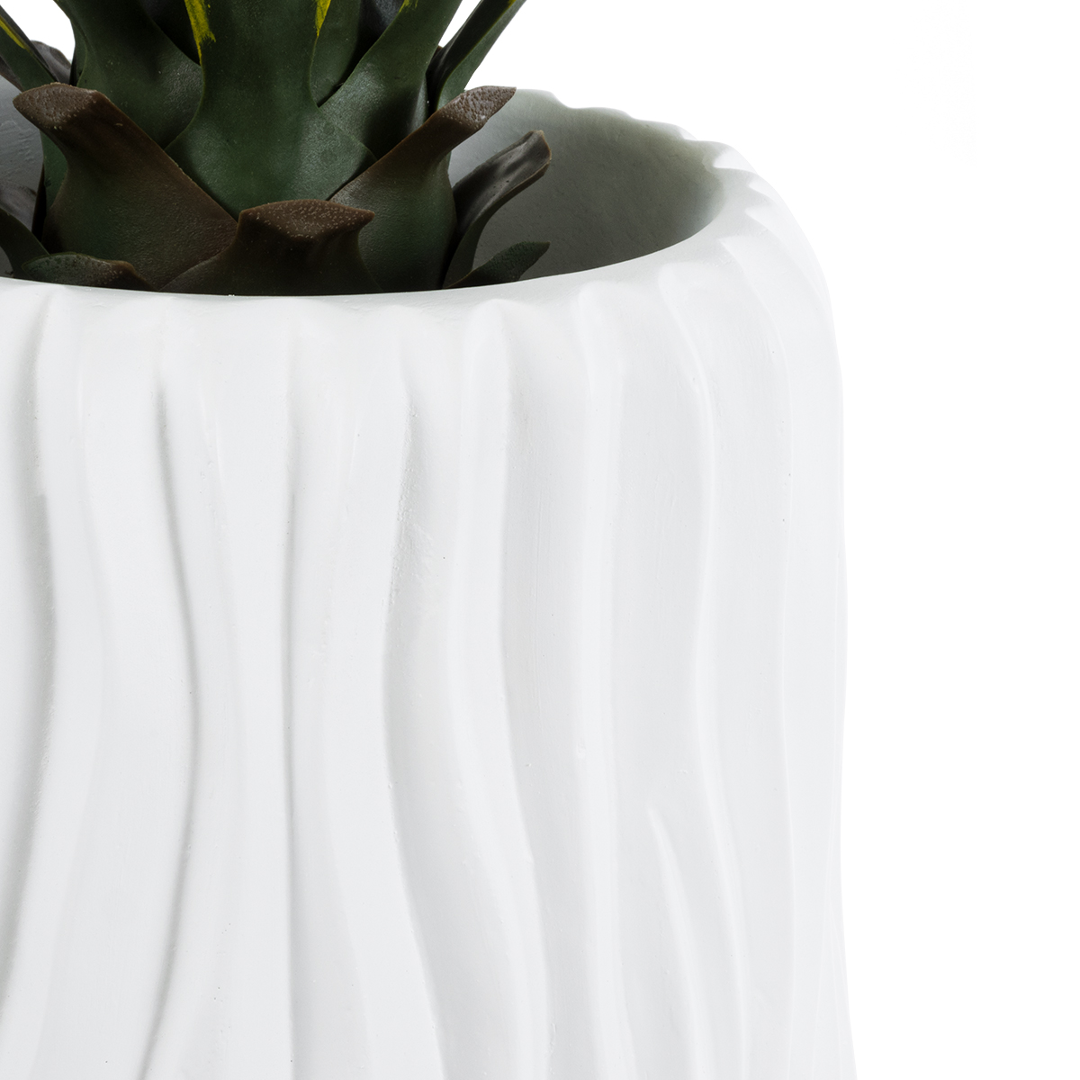 GloboStar® Artificial Garden ORIENTE 20768 Επιδαπέδιο Πολυεστερικό Τσιμεντένιο Κασπώ Γλάστρα - Flower Pot Λευκό Φ35 x Υ65cm - Image 7