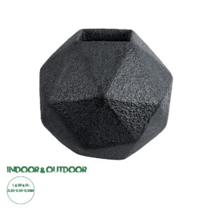 GloboStar® Artificial Garden CARNABY 20780 Επιδαπέδιο Πολυεστερικό Τσιμεντένιο Κασπώ Γλάστρα - Flower Pot Μαύρο Μ30 x Π30 x Υ30cm