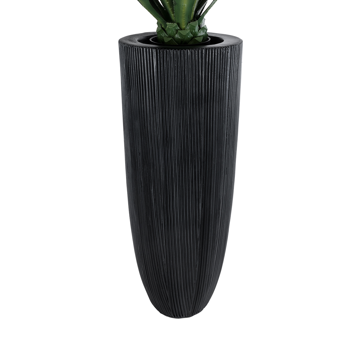 GloboStar® Artificial Garden CASTLE 20792 Επιδαπέδιο Πολυεστερικό Τσιμεντένιο Κασπώ Γλάστρα - Flower Pot Μαύρο Φ43 x Υ112cm - Image 3