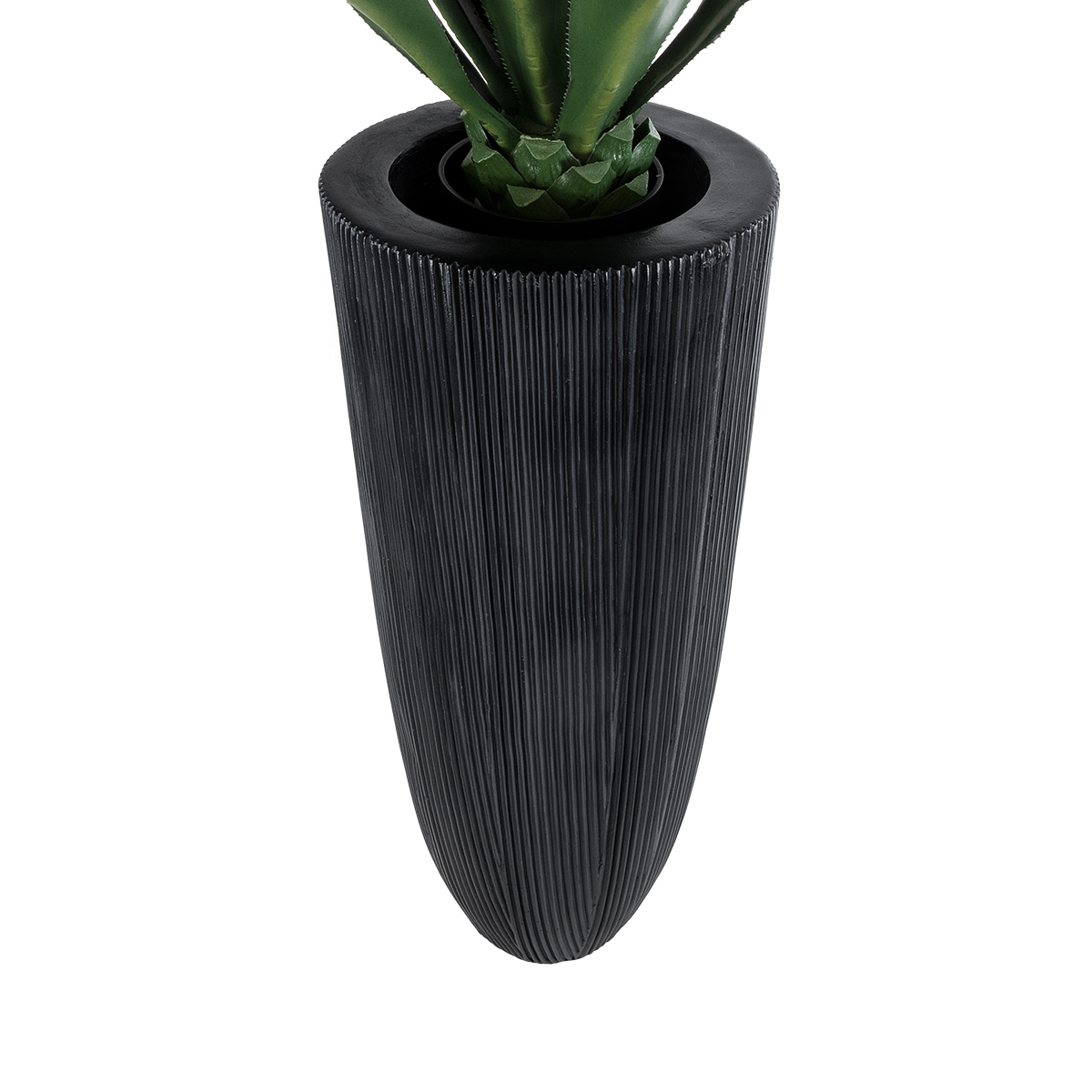 GloboStar® Artificial Garden CASTLE 20792 Επιδαπέδιο Πολυεστερικό Τσιμεντένιο Κασπώ Γλάστρα - Flower Pot Μαύρο Φ43 x Υ112cm - Image 4