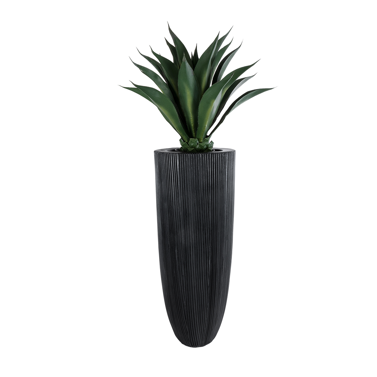 GloboStar® Artificial Garden CASTLE 20792 Επιδαπέδιο Πολυεστερικό Τσιμεντένιο Κασπώ Γλάστρα - Flower Pot Μαύρο Φ43 x Υ112cm - Image 6
