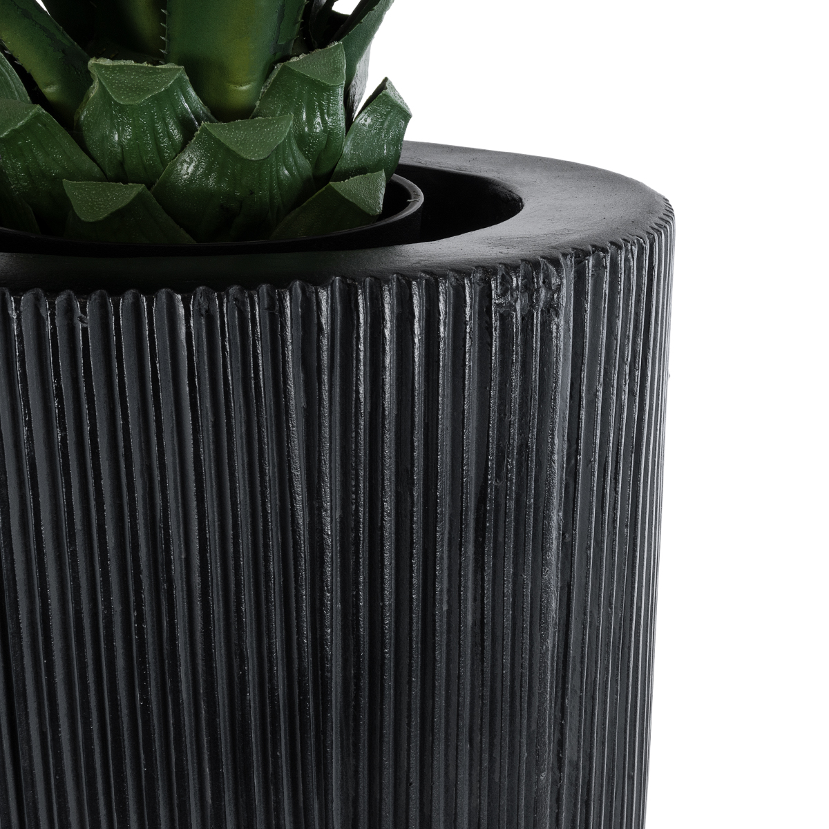 GloboStar® Artificial Garden CASTLE 20792 Επιδαπέδιο Πολυεστερικό Τσιμεντένιο Κασπώ Γλάστρα - Flower Pot Μαύρο Φ43 x Υ112cm - Image 7