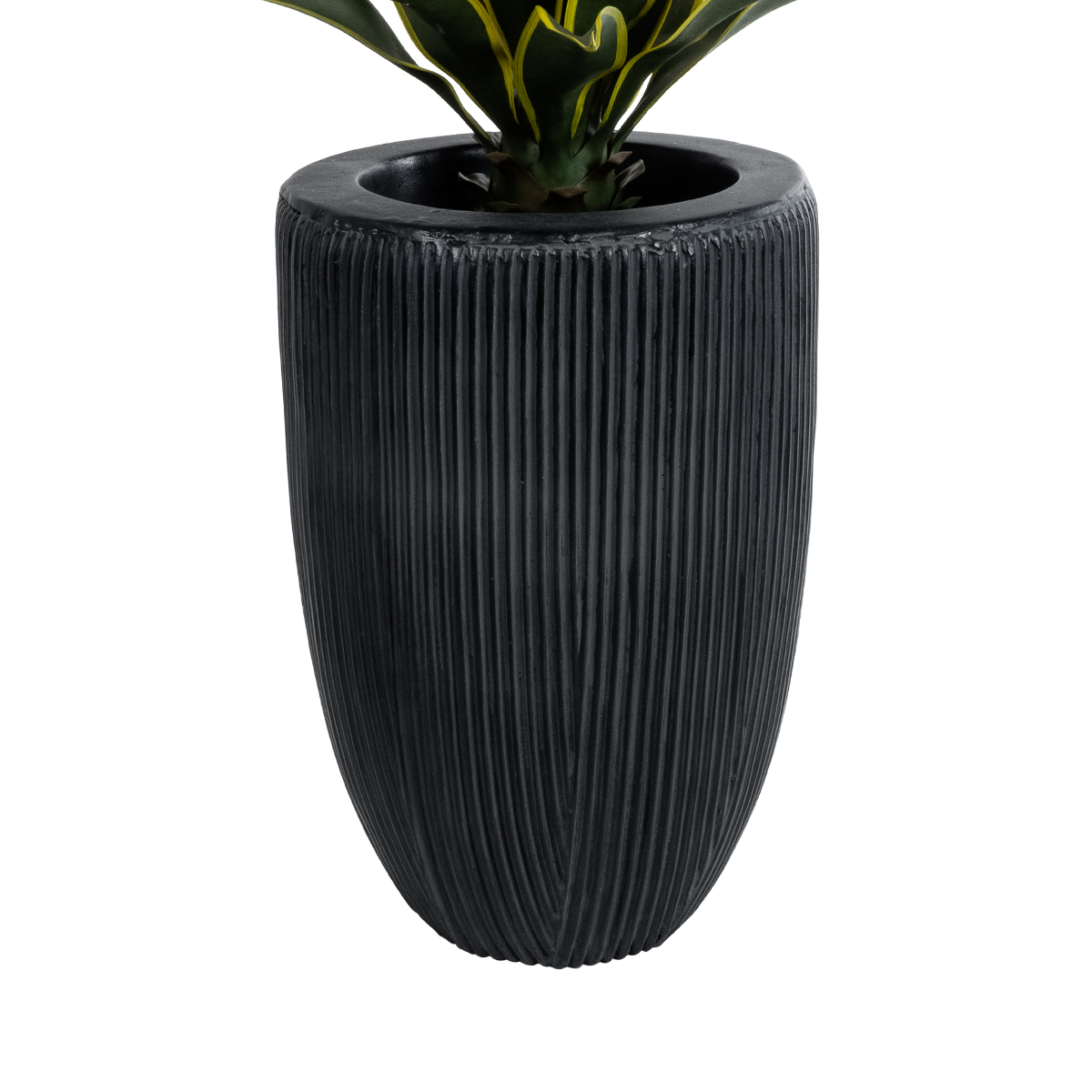 GloboStar® Artificial Garden CASTLE 20793 Διακοσμητικό Πολυεστερικό Τσιμεντένιο Κασπώ Γλάστρα - Flower Pot Μαύρο Φ35 x Υ54cm - Image 3