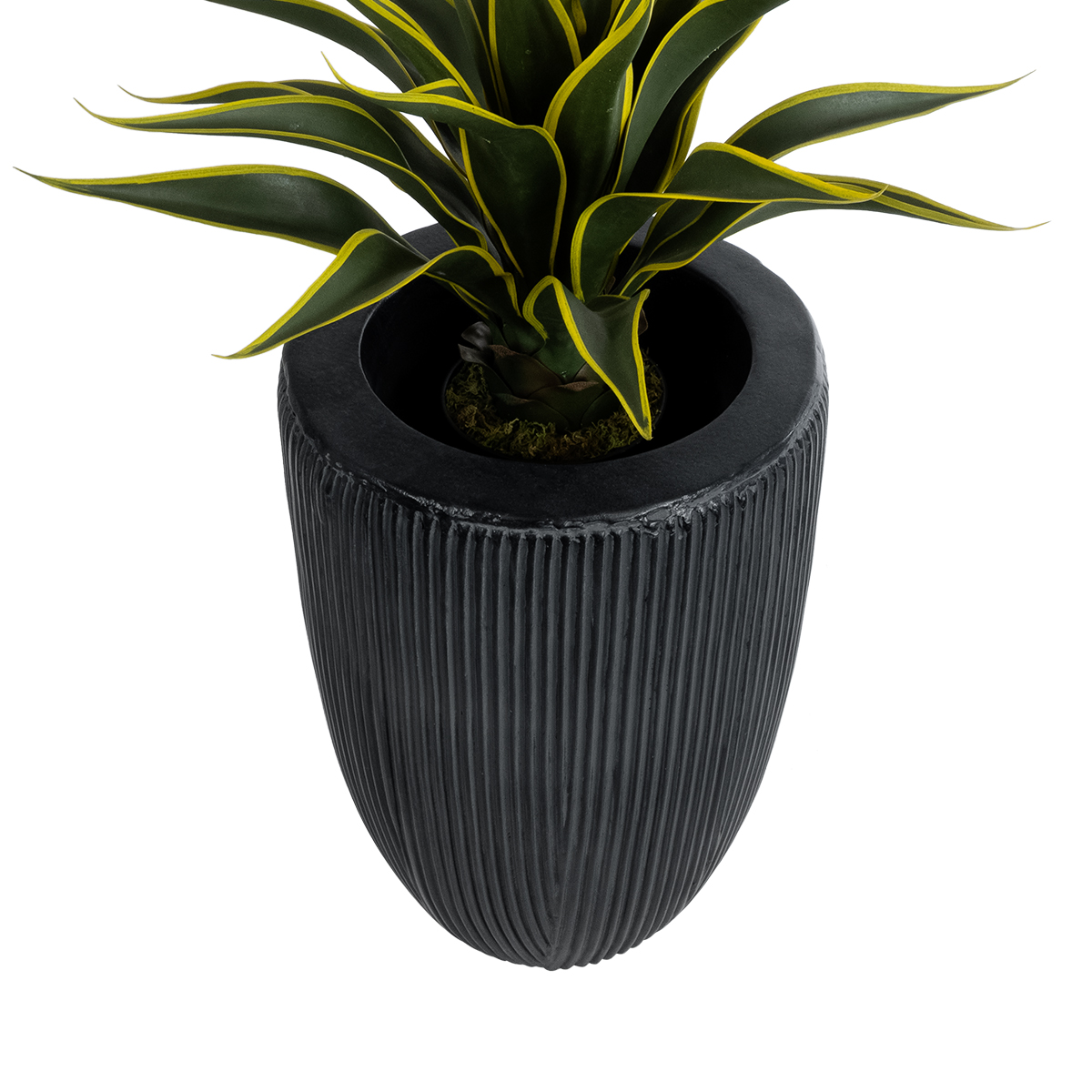 GloboStar® Artificial Garden CASTLE 20793 Διακοσμητικό Πολυεστερικό Τσιμεντένιο Κασπώ Γλάστρα - Flower Pot Μαύρο Φ35 x Υ54cm - Image 4