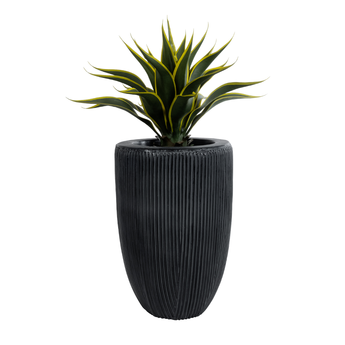 GloboStar® Artificial Garden CASTLE 20793 Διακοσμητικό Πολυεστερικό Τσιμεντένιο Κασπώ Γλάστρα - Flower Pot Μαύρο Φ35 x Υ54cm - Image 6