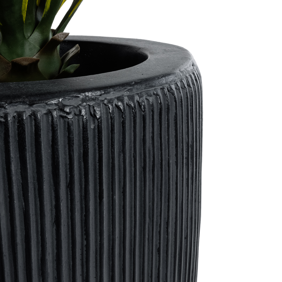 GloboStar® Artificial Garden CASTLE 20793 Διακοσμητικό Πολυεστερικό Τσιμεντένιο Κασπώ Γλάστρα - Flower Pot Μαύρο Φ35 x Υ54cm - Image 7