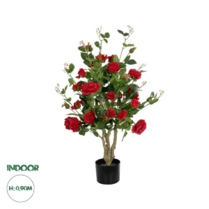 GloboStar® Artificial Garden RED ROSES 21070 Τεχνητό Διακοσμητικό ΦυτόΤριανταφυλλιά Μ50 x Π50 x Υ90cm