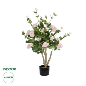 GloboStar® Artificial Garden LIGHT PINK ROSES 21071 Τεχνητό Διακοσμητικό Φυτό Τριανταφυλλιά Μ50 x Π50 x Υ90cm
