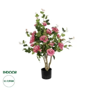 GloboStar® Artificial Garden PINK ROSES 21072 Τεχνητό Διακοσμητικό ΦυτόΤριανταφυλλιά Μ50 x Π50 x Υ90cm