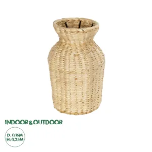 GLOBOSTAR® Artificial Garden HAVANA 21222 Διακοσμητικό Πλεκτό Βάζο - Καλάθι - Μπεζ - Μ16 x Π16 x Υ25cm