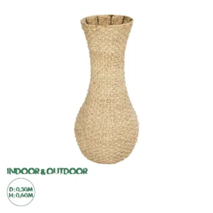 GLOBOSTAR® Artificial Garden SANDIAGO 21233 Διακοσμητικό Πλεκτό Βάζο - Καλάθι - Μπεζ - Π30 x M30 x Υ60cm