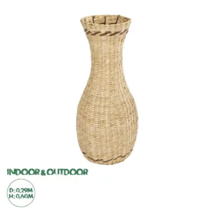 GloboStar® Artificial Garden MONACO 21235 Διακοσμητικό Πλεκτό Βάζο - Καλάθι - Μπεζ - Μ29 x Π29 x Υ60cm