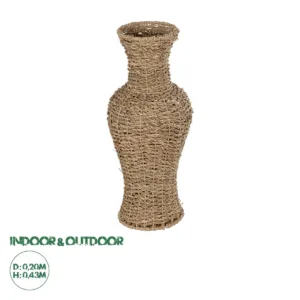 GloboStar® Artificial Garden TEXAS 21238 Διακοσμητικό Πλεκτό Βάζο - Καλάθι - Μπεζ - Μ20 x Π20 x Υ43cm
