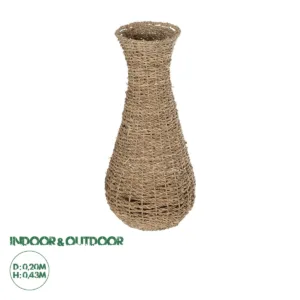 GloboStar® Artificial Garden CALIFORNIA 21239 Διακοσμητικό Πλεκτό Βάζο - Καλάθι - Μπεζ - Μ20 x Π20 x Υ43cm