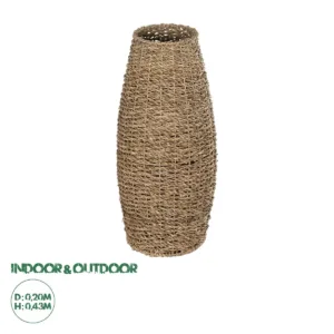 GloboStar® Artificial Garden FRANCISCO 21240 Διακοσμητικό Πλεκτό Βάζο - Καλάθι - Μπεζ - Μ20 x Π20 x Υ41cm