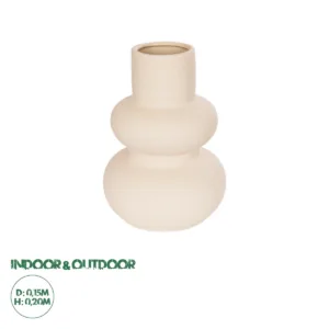 GloboStar® Artificial Garden QUARTZ 21254 Διακοσμητικό Κεραμικό Βάζo Μπεζ Π15 x Μ15 x Υ20 cm