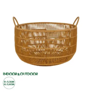 GloboStar® Artificial Garden COCOA 21495 Διακοσμητικό Πλεκτό Καλάθι - Κασπώ Γλάστρα - Flower Pot Μπεζ Φ30cm x Υ40cm