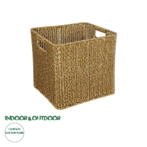 GloboStar® Artificial Garden SIENA 21497 Διακοσμητικό Πλεκτό Καλάθι - Κασπώ Γλάστρα - Flower Pot Μπεζ Μ32 x Π28 x Υ30cm