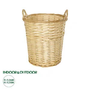 GloboStar® Artificial Garden ARIZONA 21503 Διακοσμητικό Πλεκτό Καλάθι - Κασπώ Γλάστρα - Flower Pot Μπεζ Φ36 x Υ38cm