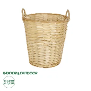 GloboStar® Artificial Garden ARIZONA 21504 Διακοσμητικό Πλεκτό Καλάθι - Κασπώ Γλάστρα - Flower Pot Μπεζ Φ42 x Υ42cm