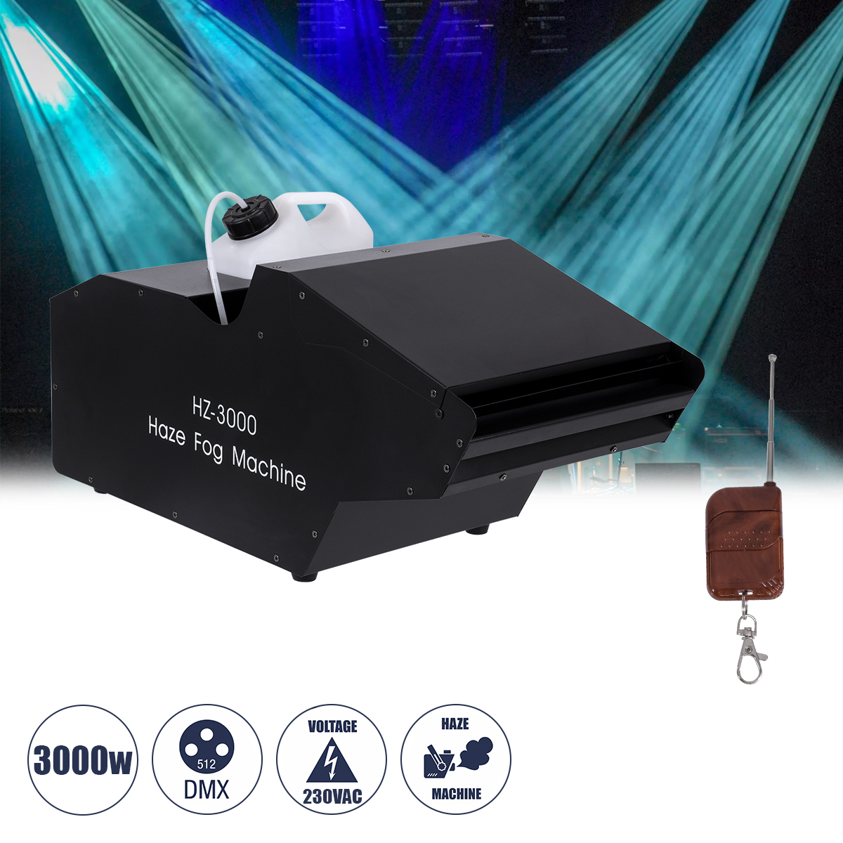 GLOBOSTAR® HAZER 51173 Stage Μηχανή Ομίχλης & Νέφωσης Καπνού 3000W AC 220-240V IP20 DMX512 Protocol & RF Ασύρματο Χειριστήριο - Μ66 x Π28.5 x Υ36cm - 1 Χρόνο Εγγύηση - Image 2