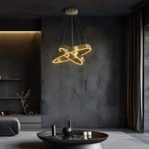 kelvo® VENOM KLV-101-0198-V2 Κρεμαστό Φωτιστικό Οροφής LED 75W 7500lm 120° AC 220-240V IP20 Ρυθμιζόμενο Λευκό CCT με Χειριστήριο από 2700K έως 6000K Dimmable - Lumileds SMD Chip - Χρυσό Πλατίνα - Μ60 x Π60 x Υ40cm - 3 Χρόνια Εγγύηση
