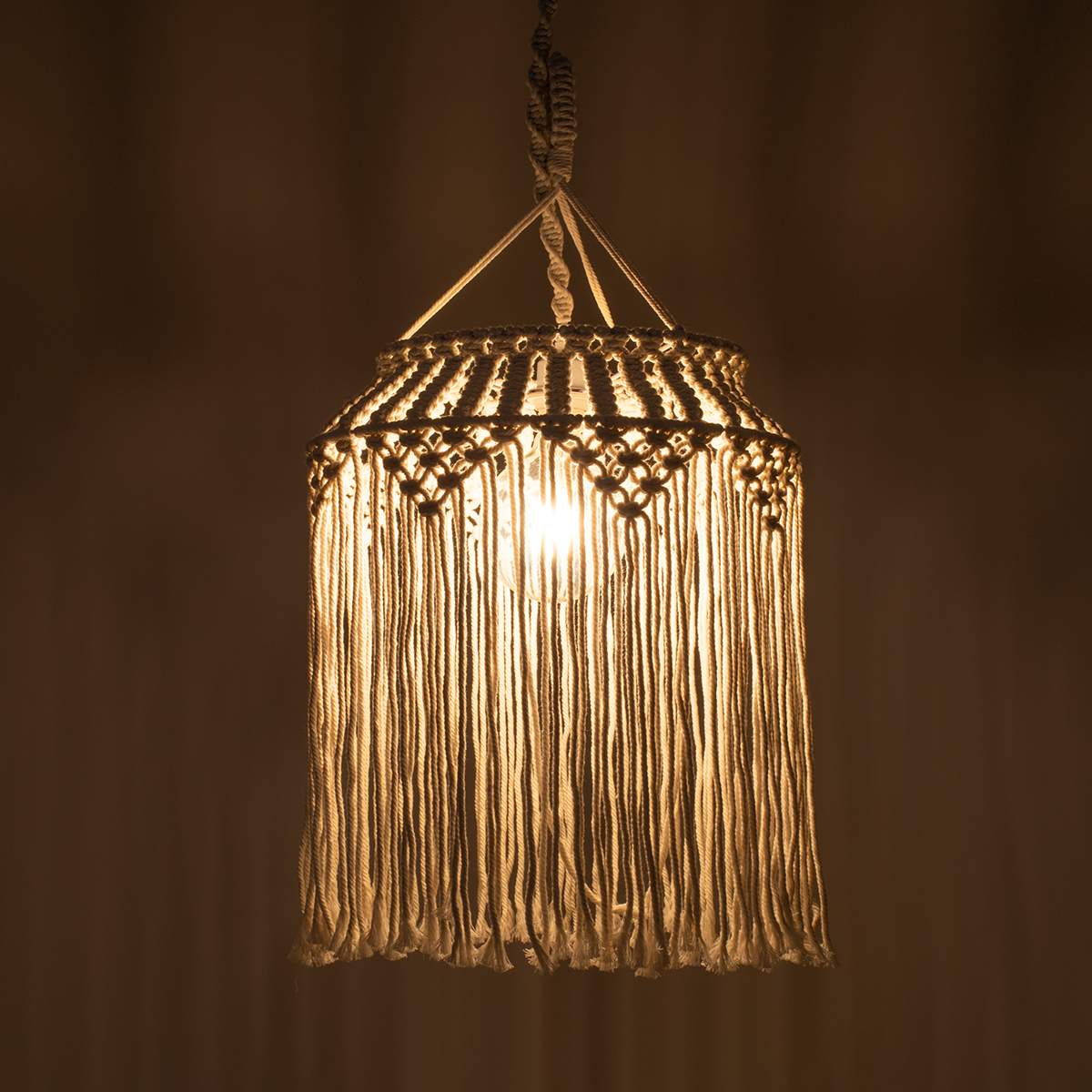 GLOBOSTAR® ALGERIA 36202 Boho Κρεμαστό Φωτιστικό Οροφής με Ντουί 1 x E27 AC 220-240V IP20 - Μπεζ - Μ40 x Π40 x Υ50cm - Image 3