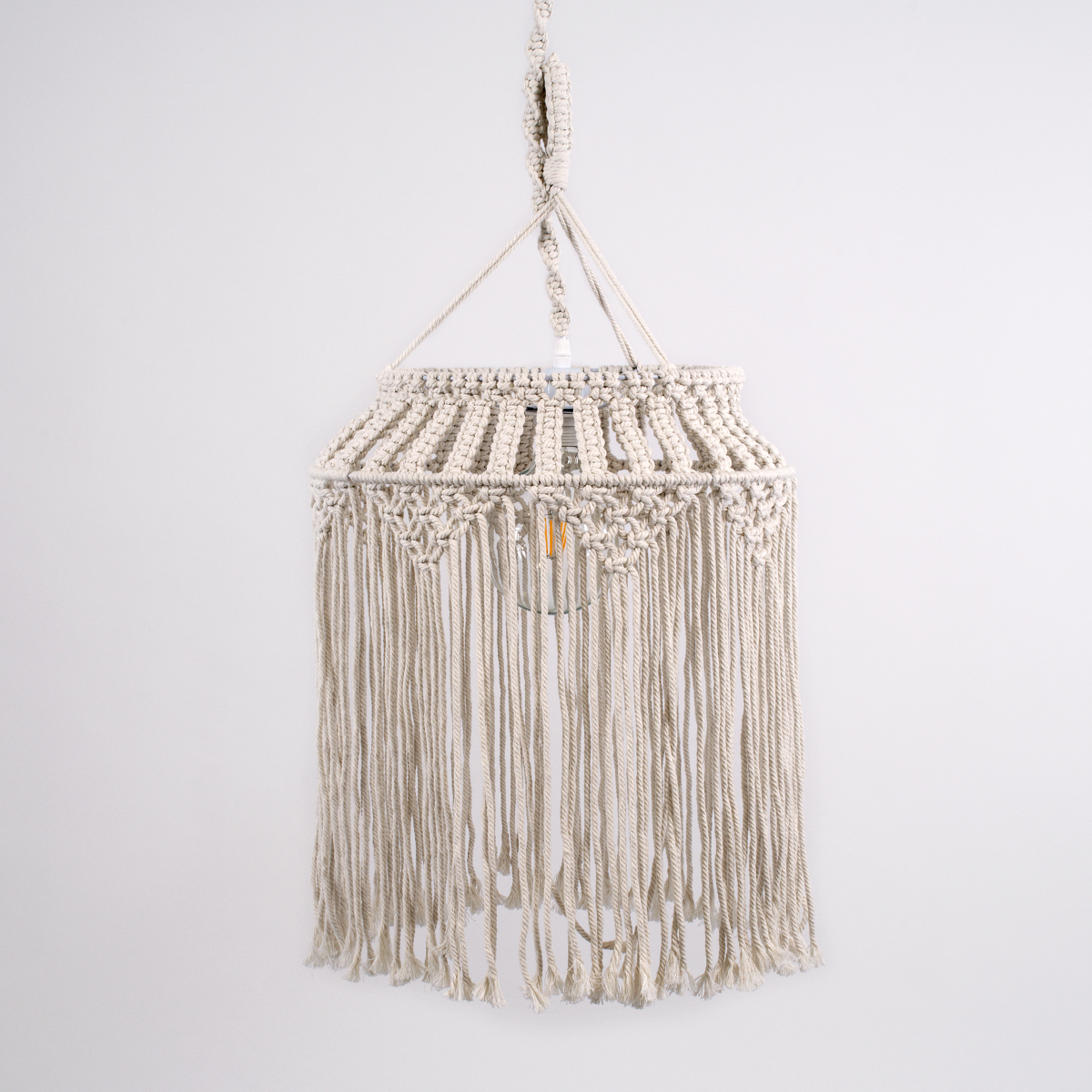GLOBOSTAR® ALGERIA 36202 Boho Κρεμαστό Φωτιστικό Οροφής με Ντουί 1 x E27 AC 220-240V IP20 - Μπεζ - Μ40 x Π40 x Υ50cm - Image 5