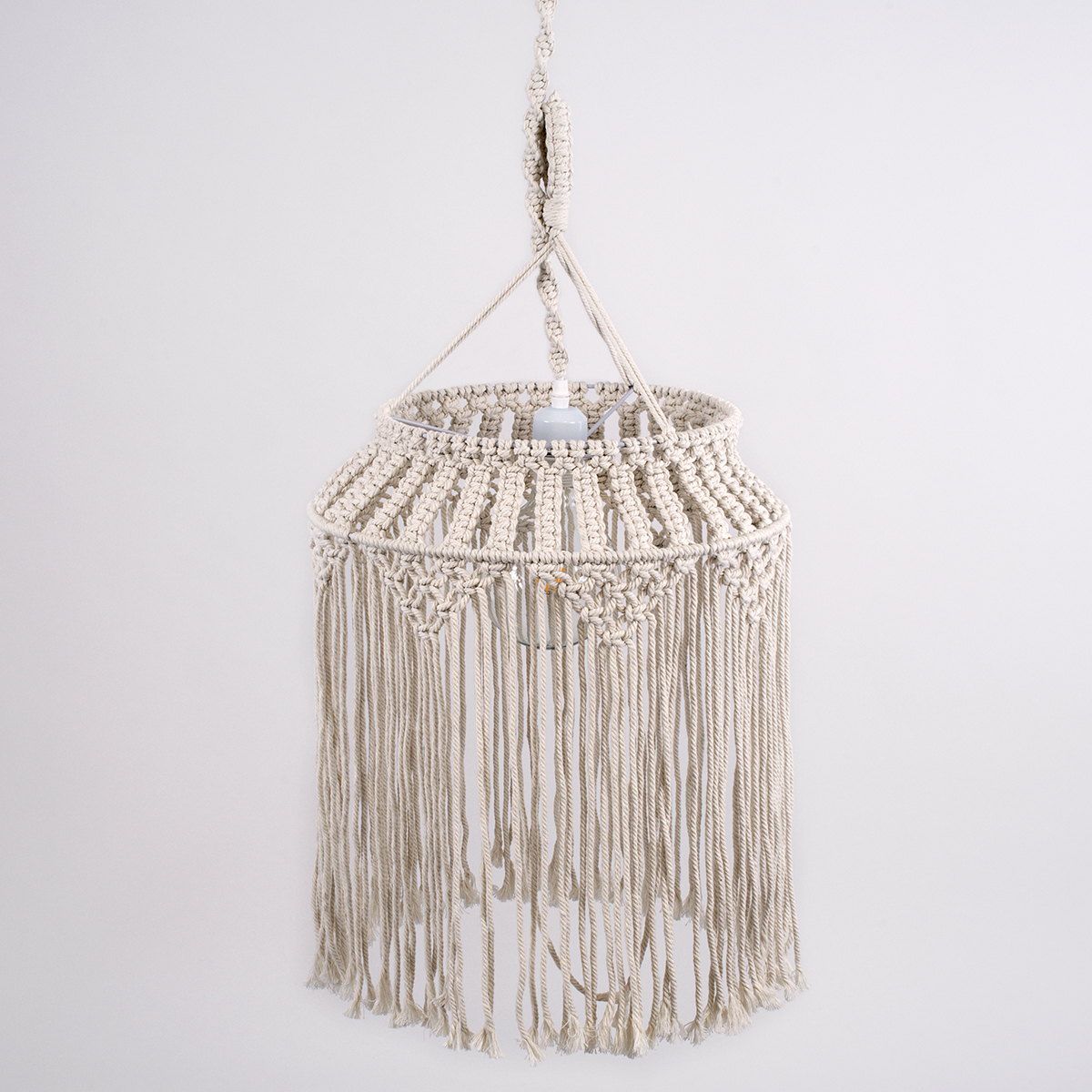 GLOBOSTAR® ALGERIA 36202 Boho Κρεμαστό Φωτιστικό Οροφής με Ντουί 1 x E27 AC 220-240V IP20 - Μπεζ - Μ40 x Π40 x Υ50cm - Image 6