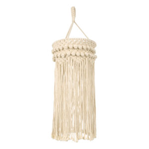 GloboStar® 36205 UGANDA Boho Καπέλο Φωτιστικού- Μακραμέ Πλεκτό Χειροποίητο Μπεζ Βαμβακερό Νήμα - Μ25 x Π25  x Υ70cm