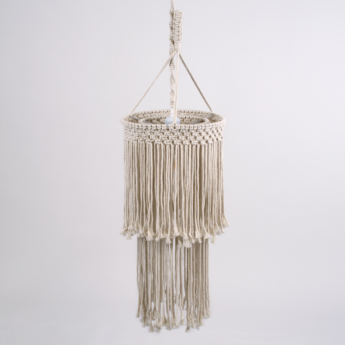 GLOBOSTAR® ZAMBIA 36208 Boho Κρεμαστό Φωτιστικό Οροφής με Ντουί 1 x E27 AC 220-240V IP20 - Μπεζ - Μ30 x Π30 x Υ60cm - Image 6
