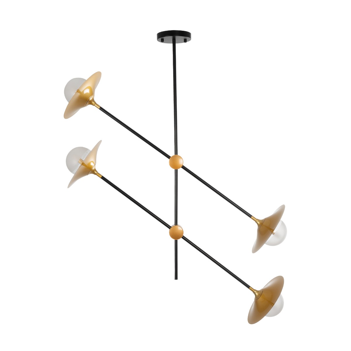 GLOBOSTAR® JOLIET 999-0044 Μοντέρνο Φωτιστικό Οροφής με Ντουί 4 x G9 AC 220-240V IP20 - Μαύρο & Χρυσό - Μ93 x Π20 x Υ106cm - Image 3