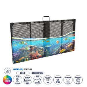 GLOBOSTAR® TRUEVIEW 41006 Διάφανη Οθόνη Video Wall P3.91 Καμπίνα 100x50cm LED 130W 3840Hz 32768 Dots ≥4500cd/㎡ Nits AC 220-240V Εξωτερικού Χώρου IP65 Full Color S1/8 14Bits - Κάρτα NovaStar A5S-N - Nationstar SMD1921 & Yuanchi Driver - Μ100 x Π8 x Υ50cm - 2 Χρόνια Εγγύηση