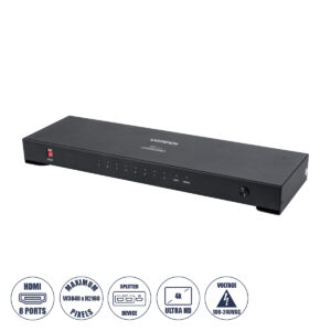 GLOBOSTAR® UGREEN-1x8 41020 Ugreen 1x8 All in One 4K HDMI Signal Splitter για LED Video Controllers - Input Signal W3840 x H2160@60Hz - Είσοδος 1 HDMI σε Έξοδο 8 HDMI - AC 220-240V IP20 - Μ30 x Π9 x Υ3.2cm - 2 Χρόνια Εγγύηση