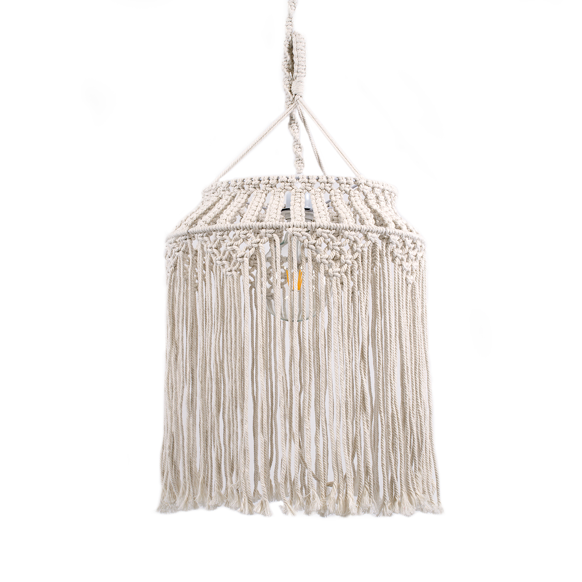 GLOBOSTAR® ALGERIA 36202 Boho Κρεμαστό Φωτιστικό Οροφής με Ντουί 1 x E27 AC 220-240V IP20 - Μπεζ - Μ40 x Π40 x Υ50cm - Image 2