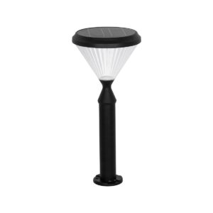 GLOBOSTAR® VEGGIE 90522 Φωτιστικό Κολωνάκι Κήπου LED 10W 500lm 120° με Ενσωματωμένο Φωτοβολταϊκό Panel 6V 2W & Επαναφορτιζόμενη Μπαταρία Li-ion 3.2V 6000mAh με Αισθητήρα Ημέρας-Νύχτας Αδιάβροχο IP65 Ψυχρό Λευκό 6000K - Sanan SMD Chip - Μαύρο - Μ26 x Π26 x Υ60cm - 2 Χρόνια Εγγύηση