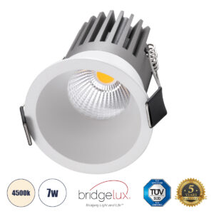 GLOBOSTAR® MICRO-B 60242 Χωνευτό Downlight Σποτ LED 7W 910lm 38° AC 220-240V IP20 Φυσικό Λευκό 4500K - Bridgelux COB Chip & TÜV SÜD Driver - Λευκό Ματ - Μ6 x Π6 x Υ7.8cm / Q5cm - 5 Χρόνια Εγγύηση